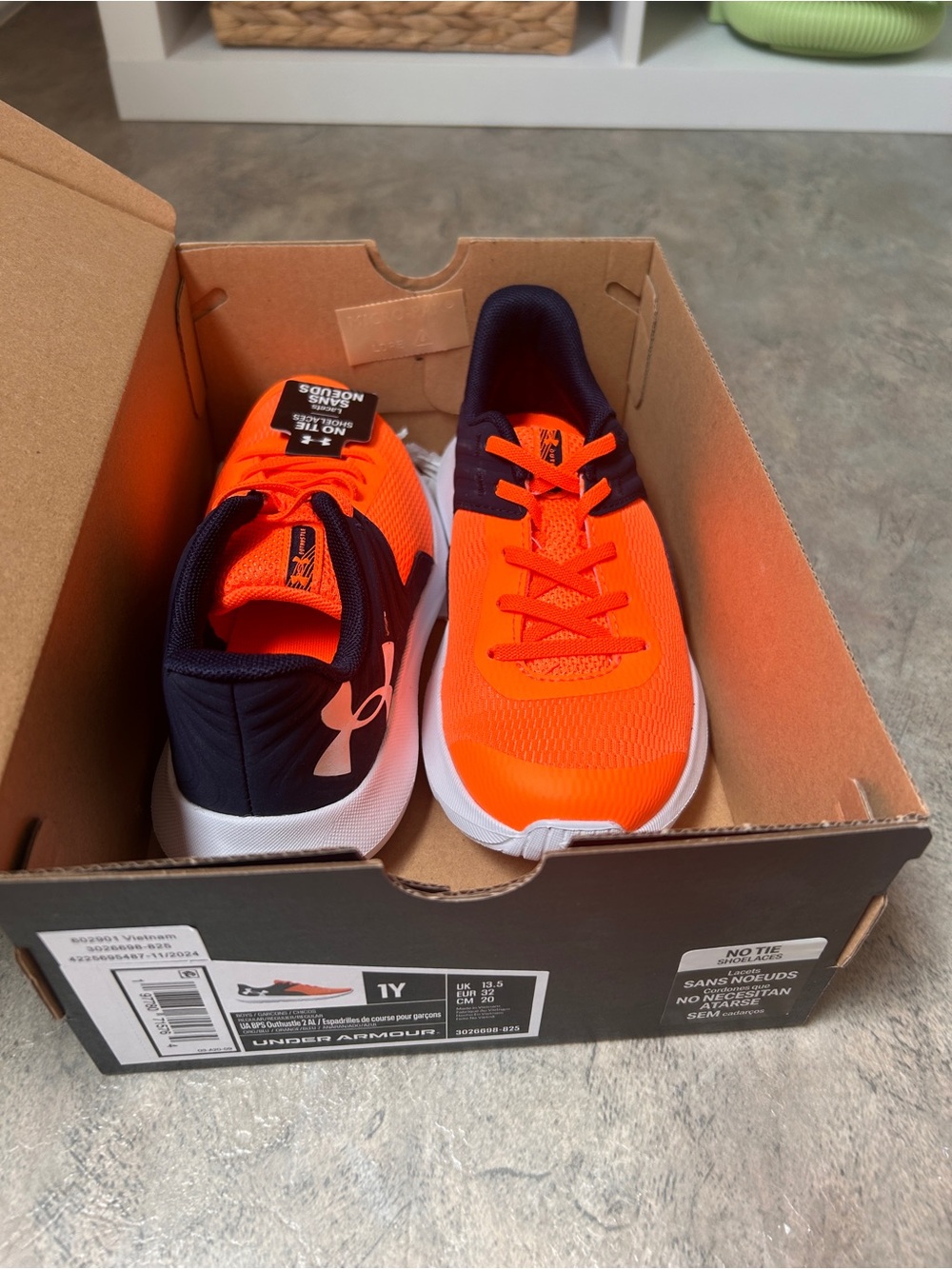 Under Armour Kids Orange and Navy Lightweight Sneakers